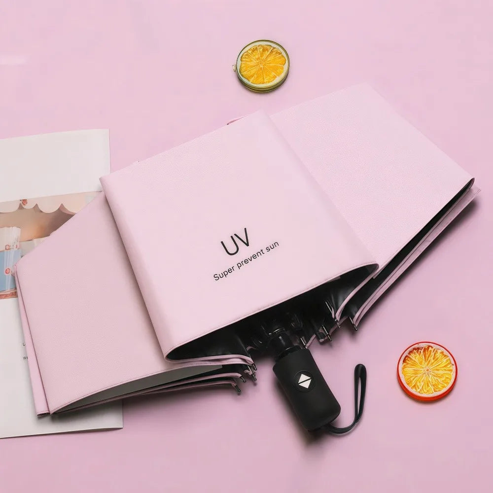 8-Rib Automatic Folding Umbrella – Windproof Compact Umbrella with UV Protection for Sun & Rain