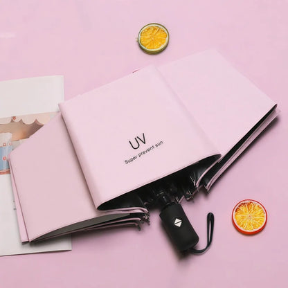 8-Rib Automatic Folding Umbrella – Windproof Compact Umbrella with UV Protection for Sun & Rain