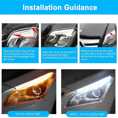 12V LED DRL Car Daytime Running Light Flexible Waterproof Strip Auto Headlights White Turn Signal Brake Flow Lights Car Styling