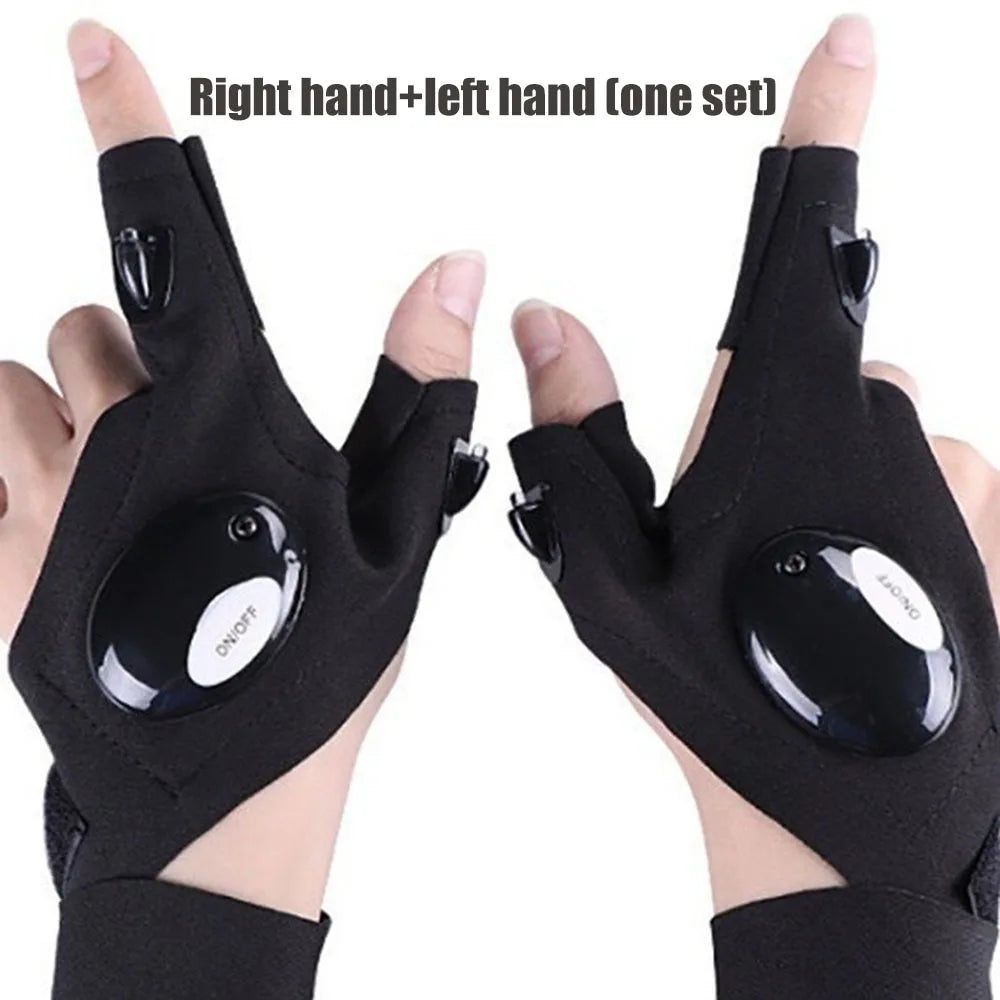 LED Light Gloves for Fishing & Outdoor Use – Fingerless Gloves with Built-in Flashlight