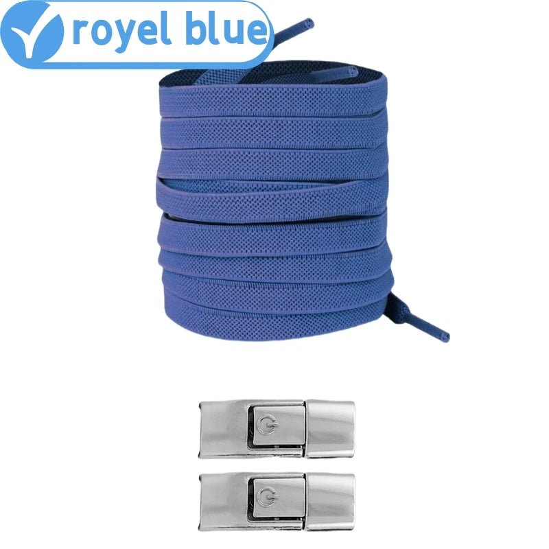 أربطة أحذية بدون عقدة - أربطة أحذية مسطحة مرنة 8 مم للأحذية الرياضية، للأطفال والكبار