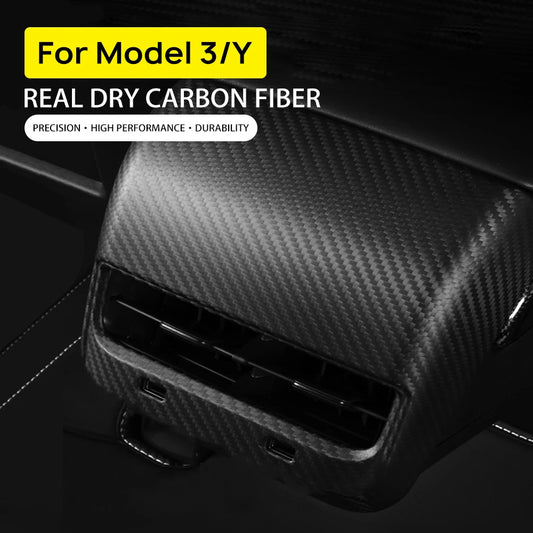 Real Dry Carbon Fiber Car Rear Air Vent Conditioner Outlet Cover for Tesla Model 3 Model Y AC Vents Trim Case Auto Accessories