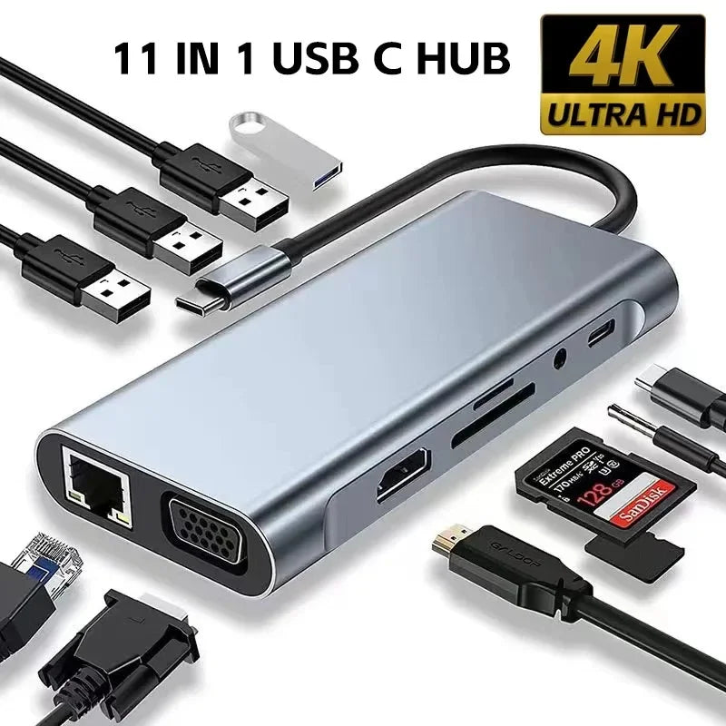 موزع USB 3 في 1 متوافق مع HDMI، من النوع C إلى HDMI، محطة إرساء USB 3.0 متوافقة مع MacBook Air 