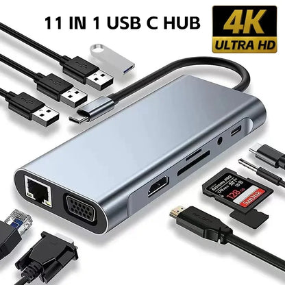 موزع USB 3 في 1 متوافق مع HDMI، من النوع C إلى HDMI، محطة إرساء USB 3.0 متوافقة مع MacBook Air 