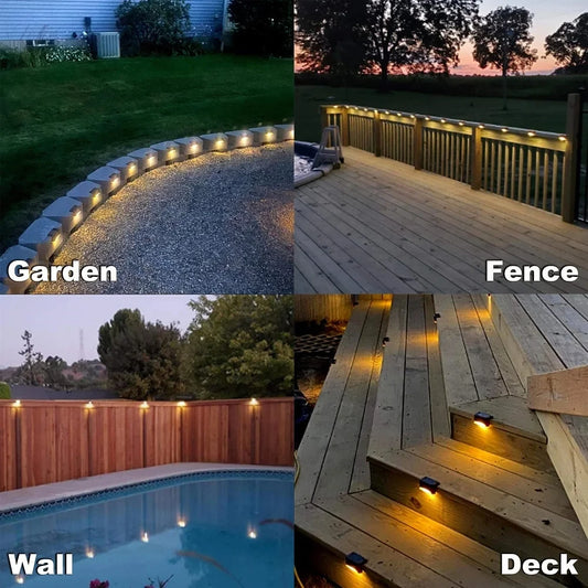 Solar Deck Lights 1-6 Pack – Outdoor Waterproof LED Step Lights for Stairs, Railing, Fence, Yard & Patio Pathway