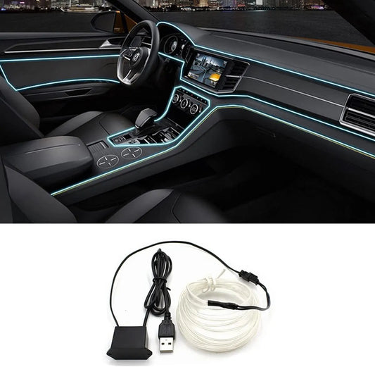 2M/3M/5M LED Car Interior Decoration Light – Flexible EL Wiring Neon Strip with USB Drive for Ambient Auto Lighting