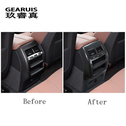 ملصق غطاء فتحة تهوية مكيف الهواء الخلفي من ألياف الكربون لسيارة BMW X5 G05 و X6 G06 موديلات 2019-2022، ملحقات داخلية