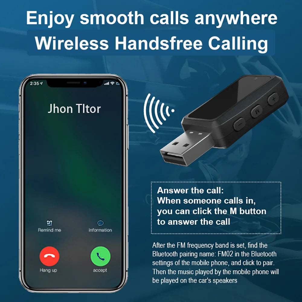 LCD Digital Car Bluetooth 5.3 Transmitter Receiver Handsfree Call Mini USB Power Car Kit Wireless Auto Audio For Car Fm Radio