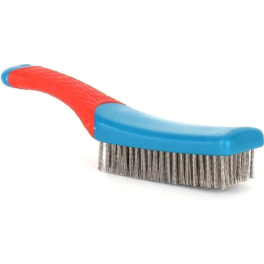 Heavy Duty Stainless Steel Wire Brush with Plastic Handle – Rust, Paint & Dirt Removal Tool