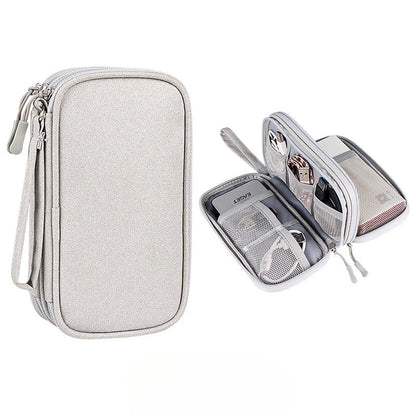 منظم كابلات سفر مزدوج الطبقات - حقيبة تخزين رقمية مقاومة للماء للكابلات، وبنوك الطاقة، والملحقات