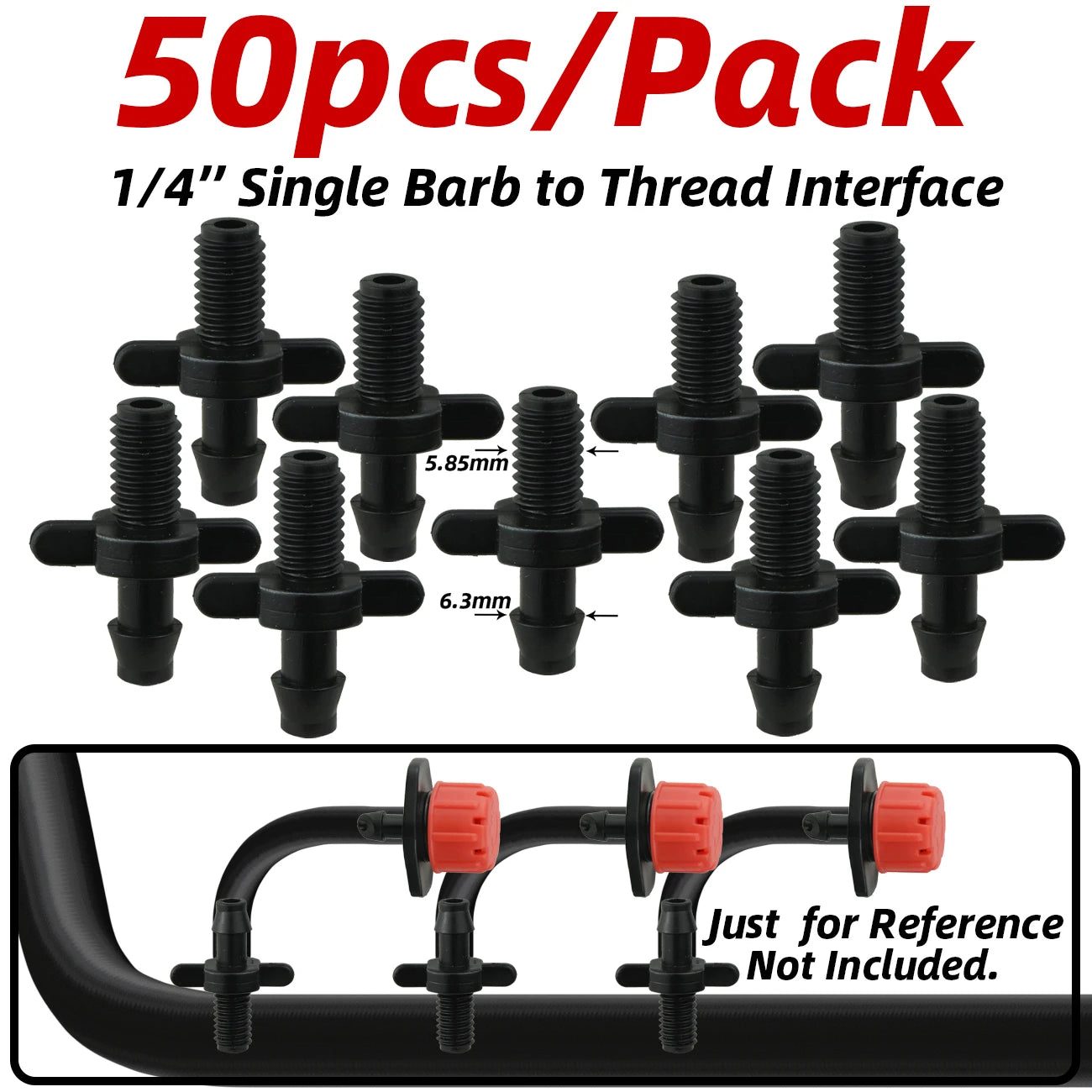 وصلات الري بالتنقيط ذات الأسنان 4/7 مم - وصلات خراطيم الأنابيب 1/4 بوصة للحدائق والمروج وأصص الزهور (1-50 قطعة)