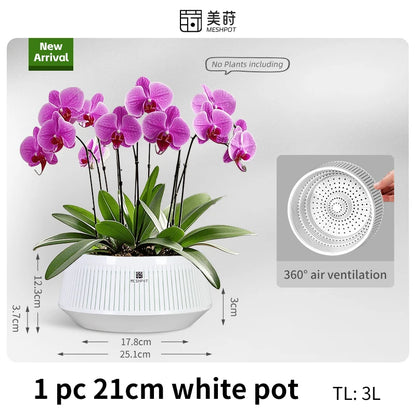 وعاء شبكي مثقوب لزراعة الأوركيد، وعاء بلاستيكي مزخرف لزراعة البنفسج الأفريقي، مزود بفتحات تهوية وتدفق هواء جيد. 