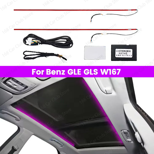 For Mercedes Benz W167 GLE GLS AMG GLE53 Car Interior Multicolor Ambient Light Sunroof Lamp Refit 64 Colours LED Skylight Lights