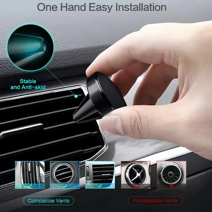 Magnetic car phone stand ventilation port installation is suitable for smartphones such as iPhone, Xiaomi, Samsung and LG