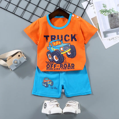 100% Cotton Toddler Outfit Set – Soft Summer T-Shirt & Shorts 2PCS for Boys and Girls (Ages 1–7 Years)