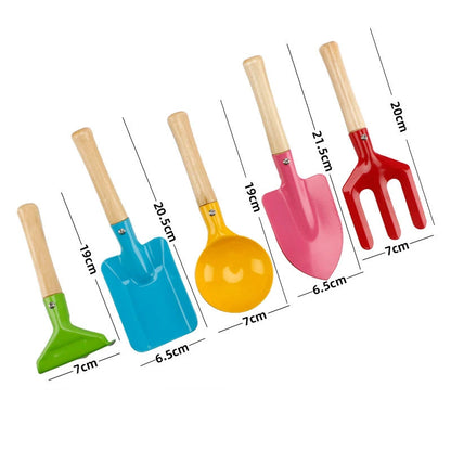 Children’s Wooden Handle Beach Shovel Set – Kids Sand Digging & Gardening Tools