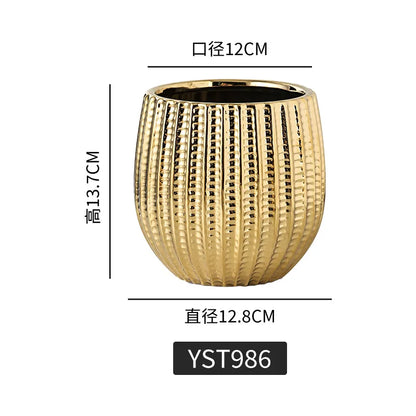 وعاء زهور سيراميكي نورديك قطعة واحدة - وعاء زهور هندسي للمكتب أو الشرفة أو طاولة القهوة 