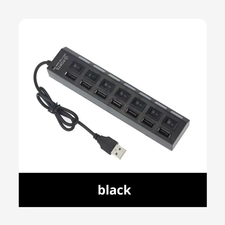 Switch Extension Hub 7-port USB2.0 Hub Computer USB Extension Hub One Drag Seven USB2.0 Splitter PC Laptop DesktopSwitch Extensi