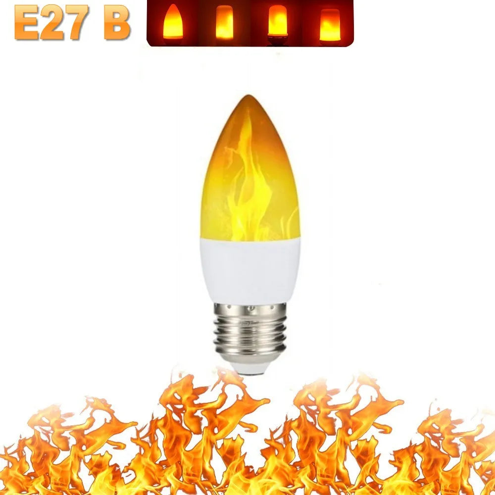B22 E27 LED Flame Light Bulbs – 4 Mode Fire Simulation Bulb for Decor