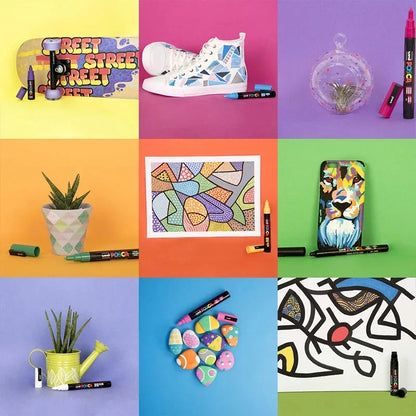 مجموعة أقلام التحديد الكاملة من Uni Posca – أقلام طلاء جرافيتي دائمة متعددة الألوان من الأكريليك