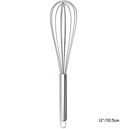 LMETJMA 8" 10" 12" Egg Whisk Stainless Steel Egg Whisk Kitchen Wire Balloon Whisk Milk Egg Beater Egg Mixing Mixer Tools KC0231
