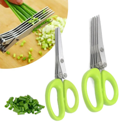 Multi-Functional 3/5-Layer Stainless Steel Kitchen Scissors – Herb Cutter for Scallions, Nori, and Shredded Veggies