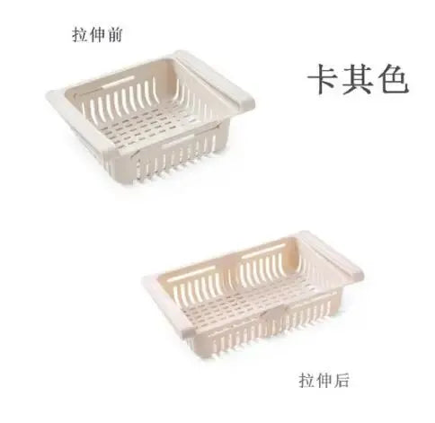 Multi-Functional Retractable Refrigerator Storage Basket – Partition Storage Rack & Kitchen Drain