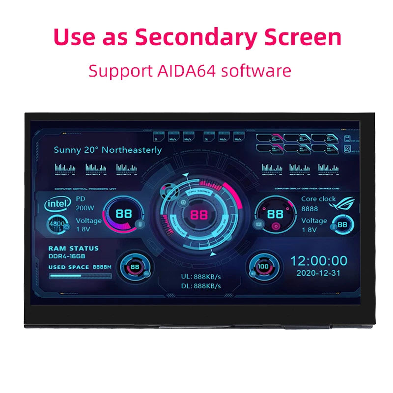 7 Inch Portable Display IPS LCD Capacitive Touch Screen 1024x600 Monitor Optional Speakers for Raspberry Pi 5 4B 3B+ Laptop PC