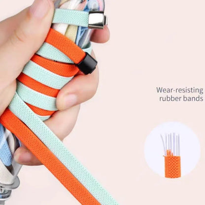 أربطة أحذية بدون عقدة - أربطة أحذية مسطحة مرنة 8 مم للأحذية الرياضية، للأطفال والكبار