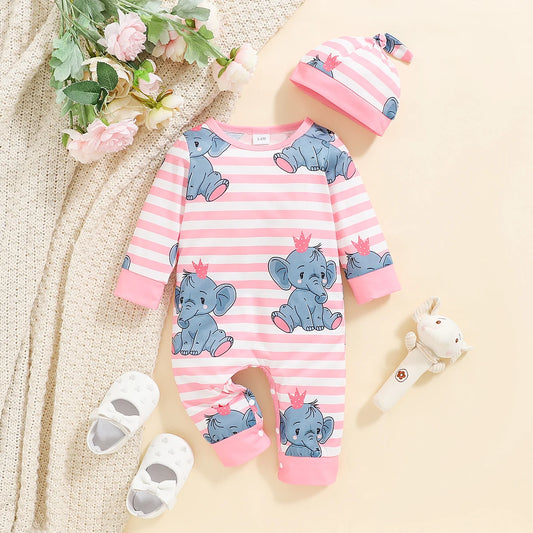 Bear Print Baby Romper – Soft Long Sleeve Winter Jumpsuit for Infants