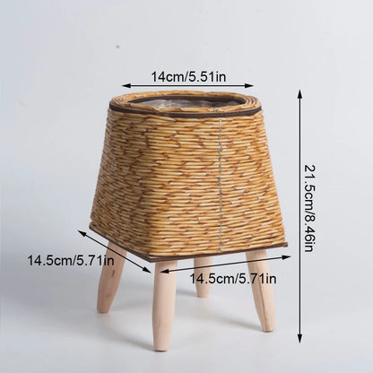 Nordic Rattan Plant Stand – Woven Flower Pot with Legs for Home & Garden