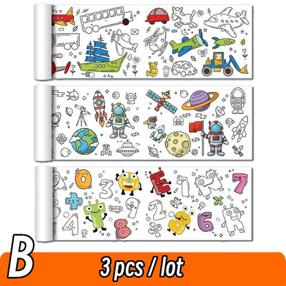 90cm Animal Canvas Children's Drawing Roll DIY Coloring Paper Roll Color Filling Graffiti Paper-cut Painting Educational School