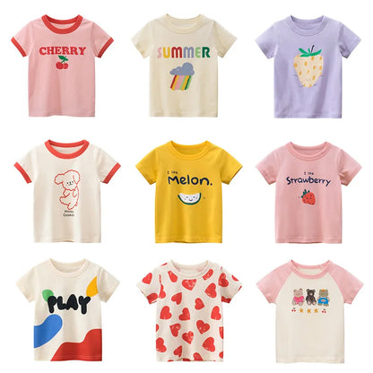 2025 Summer Kids’ Girls Short Sleeve T-Shirts – Printed Little Girl Tops for Toddlers (Ages 2-8 Years)