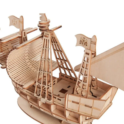 3D Wooden Sailboat Puzzle – DIY Craft Model for Kids & Adults