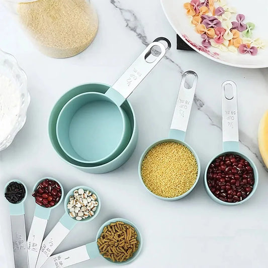 8PCS Stainless Steel Measuring Cups and Spoons Set – Accurate Kitchen Measuring Tools with Engraved Scale for Baking & Cooking