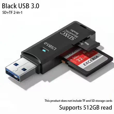 Multi-Functional 2-in-1 High-Speed USB 3.0/2.0 Card Reader – Supports TF & SD Cards for Computer, Tablet, Laptop & Car Use