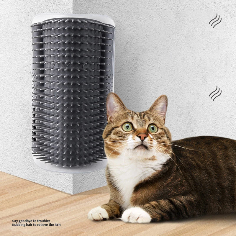 Wall Corner Cat Scratcher Brush – Self Grooming Pet Comb & Massager