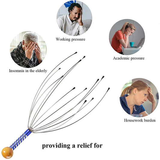 Octopus Head Scalp Massager – Stainless Steel Stress Relief Tool for Relaxation & Circulation