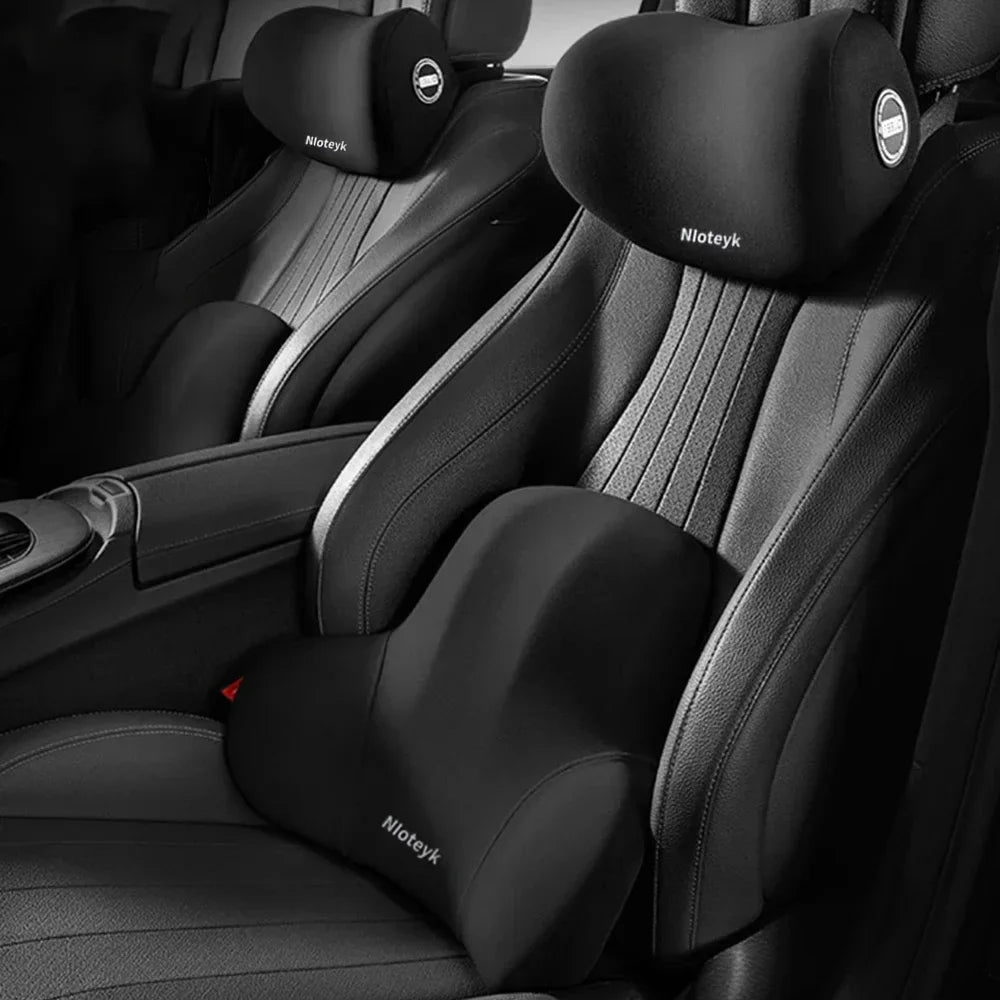 وسادة رقبة ووسادة أسفل الظهر من إسفنج الذاكرة للسيارة - دعم مريح للظهر أثناء القيادة والمكتب