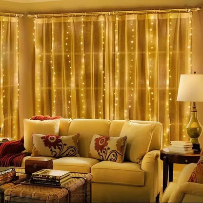 أضواء سلسلة ستائر LED بطول 3 أمتار، أضواء زينة عيد الميلاد، أضواء متدلية على شكل جليد، مثالية لحفلات الزفاف وتزيين المنزل والحديقة 