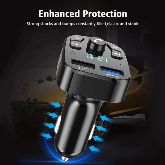 Car Charger FM Transmitter Bluetooth5.0 Audio Dual USB 3.1A Fast Charger MP3 Player Handsfree Car Accessories For iPhone Samsung