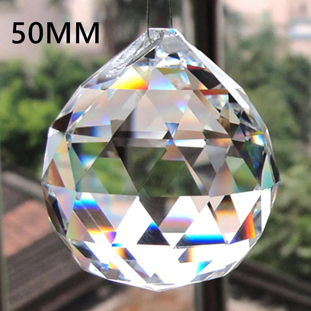 1Pc Clear Crystal Feng Shui Ball – Sun Catcher Prism Ornament for Home, Party & Wedding Décor (20–50mm)