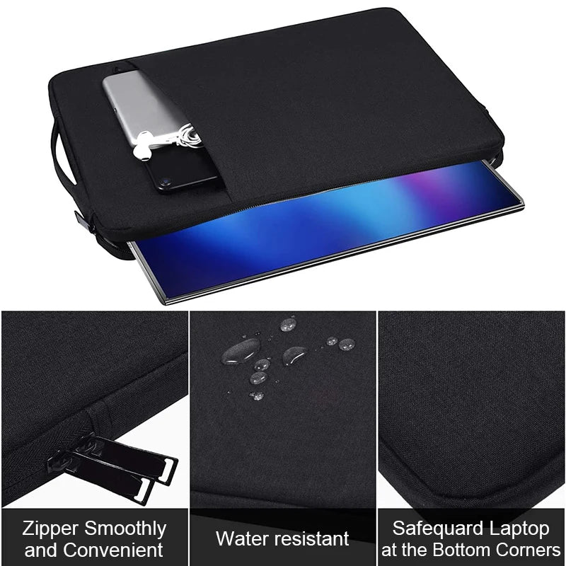 Laptop Sleeve Handbag Case – Waterproof Notebook Cover for 13, 13.3, 14, 15, 15.4 & 15.6 Inch MacBook Pro, Air, Lenovo, ASUS, Huawei