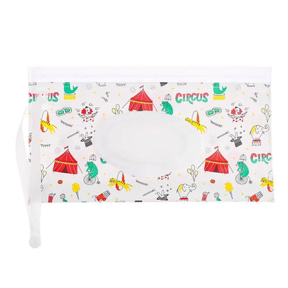 حقيبة مناديل مبللة من مادة EVA - حقيبة محمولة لمناديل الأطفال المبللة مع غطاء قلاب وحافظة بحزام كبس