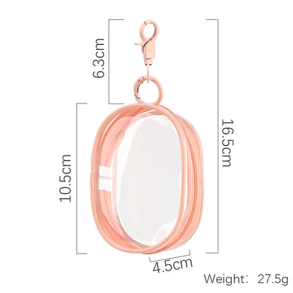 Portable Mini Clear Zipper Storage Bag With Keychain Makeup Brush Travel Cosmetics Organizer Case Cute Pvc Dustproof Bags Tool