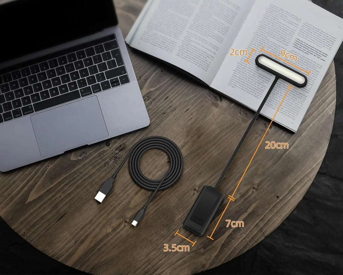 مصباح قراءة LED قابل لإعادة الشحن عبر منفذ USB - مصباح قراءة مرن قابل للتثبيت بمشبك مع أوضاع إضاءة دافئة وباردة ونهارية