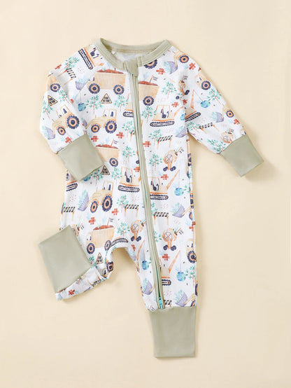Bear Print Baby Romper – Soft Long Sleeve Winter Jumpsuit for Infants