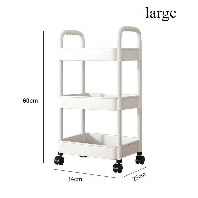 Multi-Layer Utility Rolling Cart with Lockable Wheels – Small Floor-to-Floor Storage Rack for Kitchen, Bathroom & Bedroom