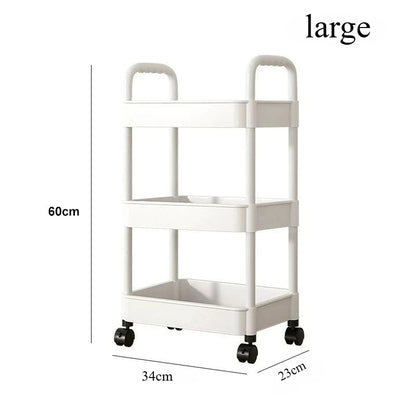 Multi-Layer Utility Rolling Cart with Lockable Wheels – Small Floor-to-Floor Storage Rack for Kitchen, Bathroom & Bedroom