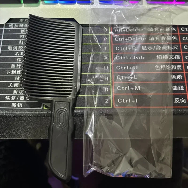 مشط تدرج الشعر للرجال - مشط حلاق احترافي ذو رأس مسطح لدمج الشعر وتدريجه وقص الشعر المتدرج 